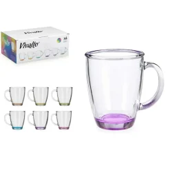 Vivalto Koffie/thee glazen - 6x stuks - glas - met tint - 310 ml