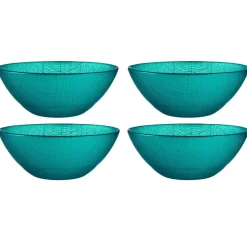Vivalto schaaltjes/kommetjes - glas - turquoise blauw - D15 cm