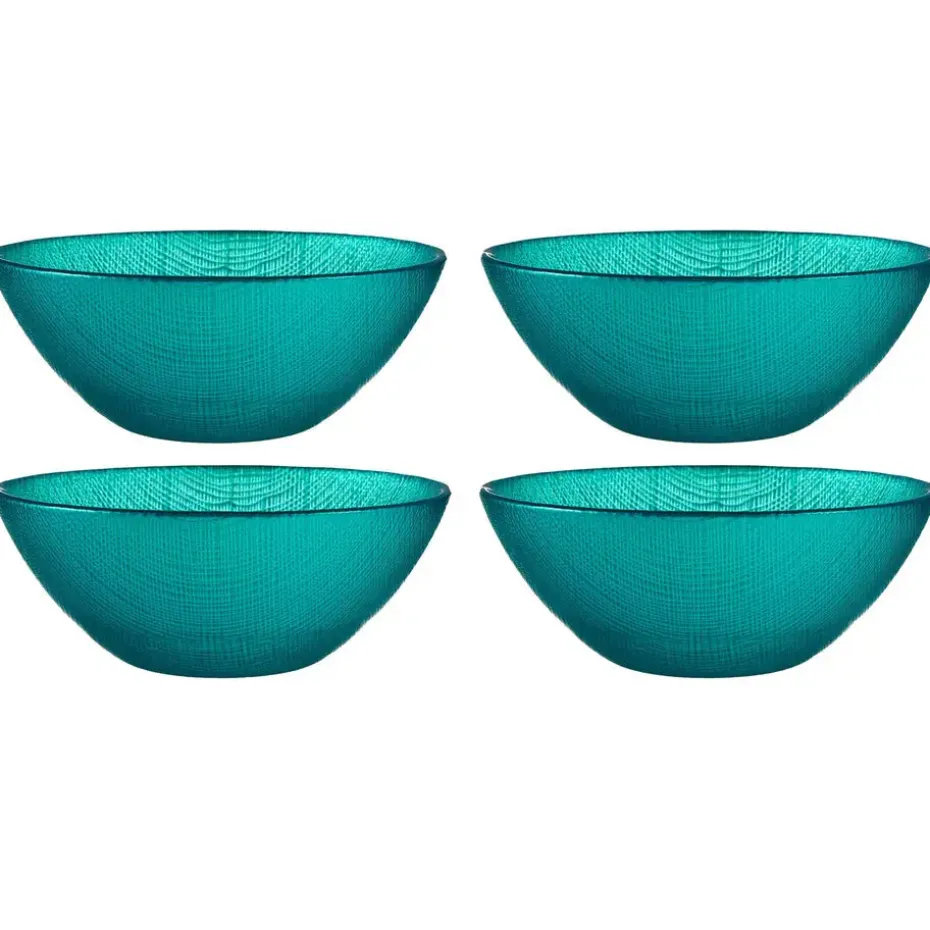 Vivalto schaaltjes/kommetjes - glas - turquoise blauw - D15 cm