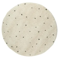 Vloerkleed Kinderkamer stip - Wit/Zwart - Dots - Interieur05 - Rond 120 Ø
