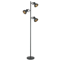 Vloerlamp Riga 3-spot - zwart metaal - 152xØ22 cm
