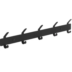 Wand Kapstok in Metaal, Hangende Muurkapstok van 49 cm Lang met 10 Haken, Zwart