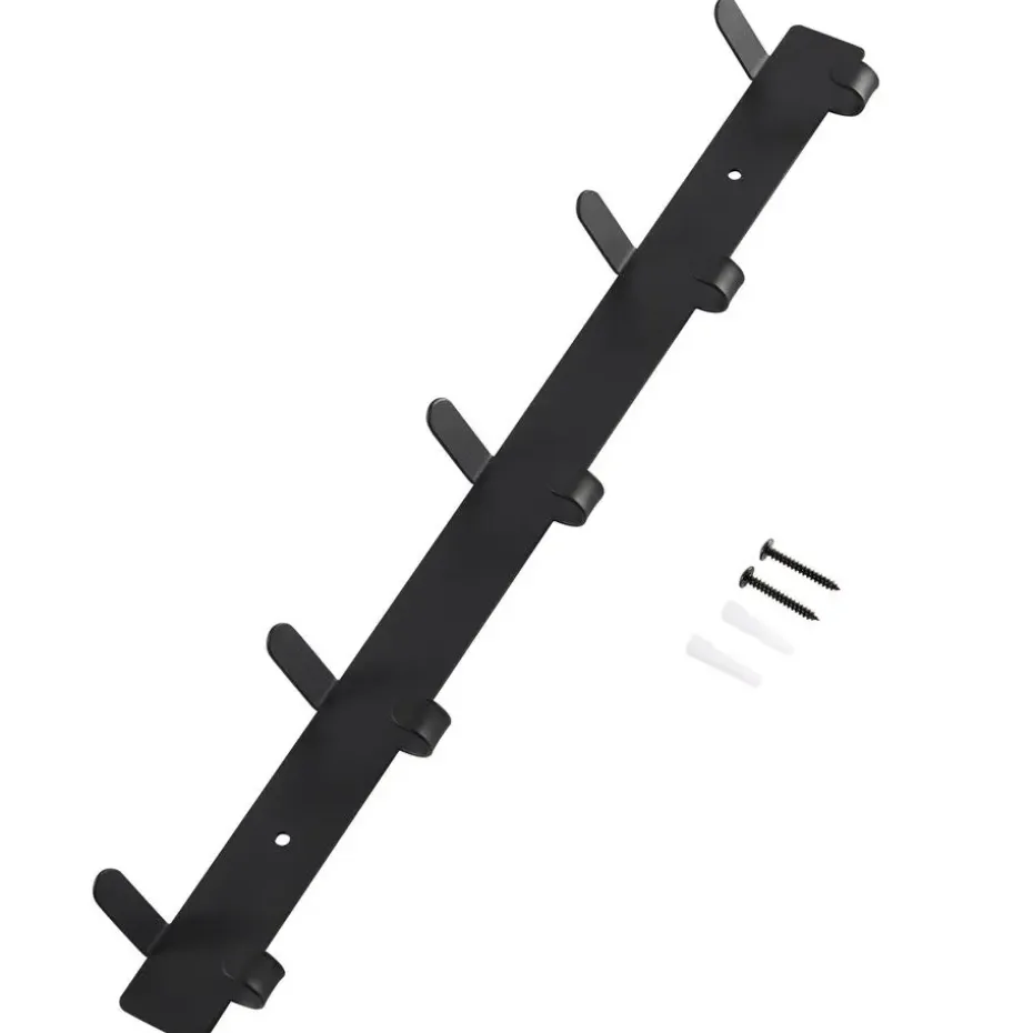 Wand Kapstok in Metaal, Hangende Muurkapstok van 49 cm Lang met 10 Haken, Zwart