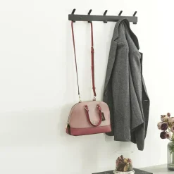 Wand Kapstok in Metaal, Hangende Muurkapstok van 49 cm Lang met 10 Haken, Zwart