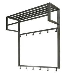 Wandkapstok 12-Haaks - Staal - Met Hoedenplank en Roede