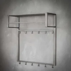 Wandkapstok 12-Haaks - Staal - Met Hoedenplank en Roede