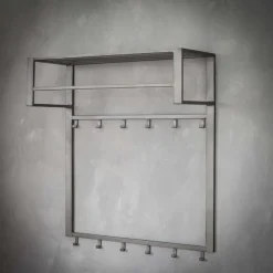 Wandkapstok 12-Haaks - Staal - Met Hoedenplank en Roede