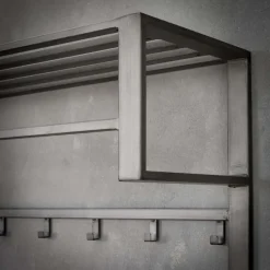 Wandkapstok 12-Haaks - Staal - Met Hoedenplank en Roede