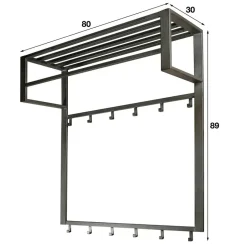 Wandkapstok 12-Haaks - Staal - Met Hoedenplank en Roede