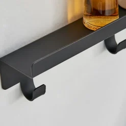 Wandkapstok, Hangende Muurkapstok - 5 Haken, Zwart