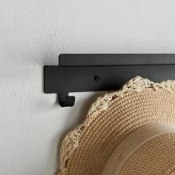 Wandkapstok, Hangende Muurkapstok - 5 Haken, Zwart