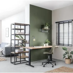 Wandmeubel Kyan - zwart/naturel - 180x80x40 cm