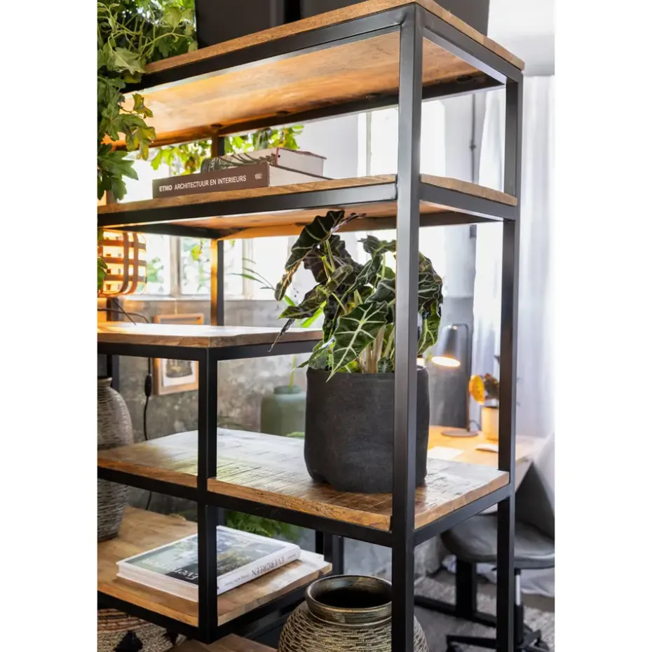 Wandmeubel Kyan - zwart/naturel - 180x120x40 cm