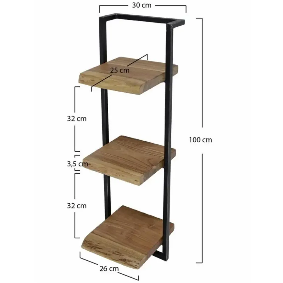 Wandplank Edge 100cm - Acaciahout & Metaal