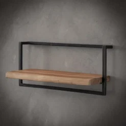 Wandplank Edge 65x25x30cm - Acaciahout & Metaal