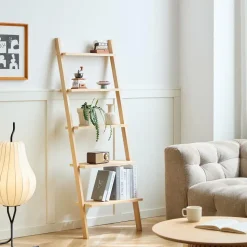 Wandplank Ladder van Massief Natuurlijk Hout