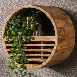 Wandplank Wes ø40cm x25cm-zandkleurig mangohout