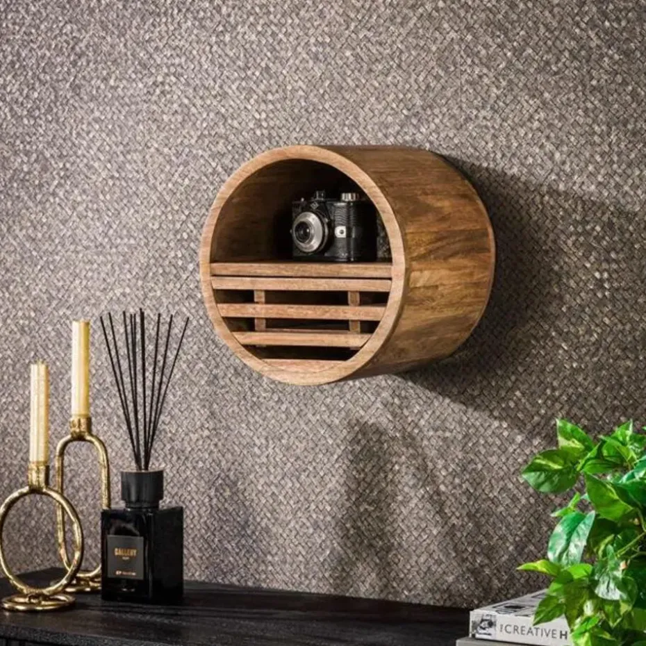 Wandplank Wes ø30x25 cm-zandkleurig mangohout