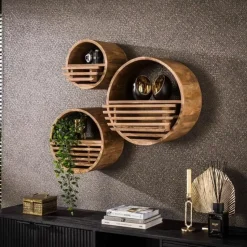 Wandplank Wes ø30x25 cm-zandkleurig mangohout