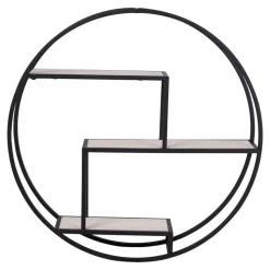 Wandplank Zwart Ø62cm - Metaal & Hout - Wandplank Rotterdam