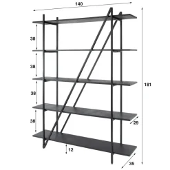 Wandrek - Metaal - 140x180cm - Zwart - Piega