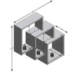 Wandrek Fibi met 3 vakken - eik