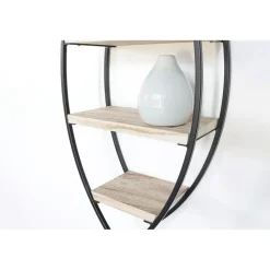 Wandrek ovaal met 4 houten plankjes - 36x80cm