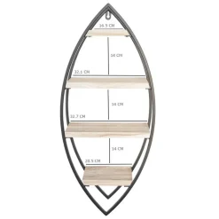 Wandrek ovaal met 4 houten plankjes - 36x80cm