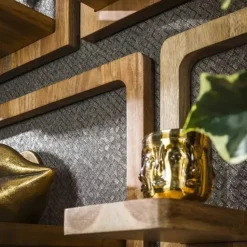 Wandschap Acaciahout - Set van 5 - 30x23x65cm - Curvy