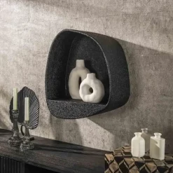 Wandschap Grijs Metaal - 43x21x48cm - Metallic Breed