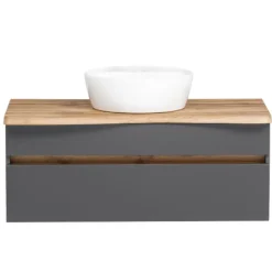 Wastafelmeubel Vikas 101cm 2 lades - antraciet/eik