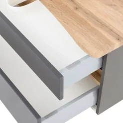 Wastafelmeubel Vikas 101cm 2 lades - antraciet/eik