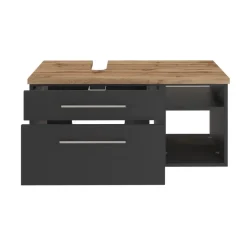 Wastafelonderkast Dasa (links) 90cm met 2 lades - grafiet/mat grijs