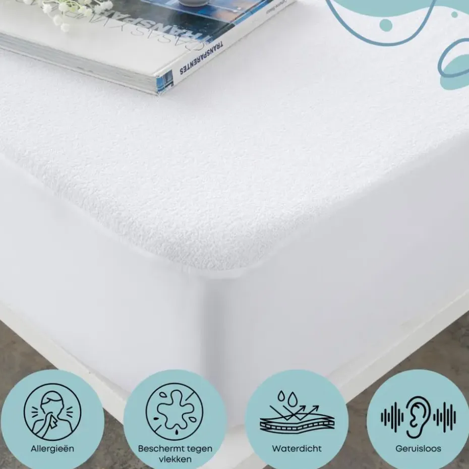 Waterdichte Matrasbeschermer Topper Hoeslaken Badstof-Lits-jumeaux (180x210 cm)