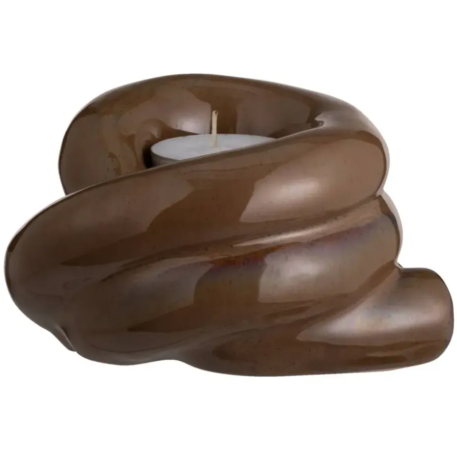 Waxinelichthouder Fleurie - zandkleur - 7,3x10,5x12,5 cm