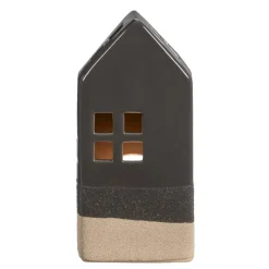 Waxinelichthouder Huis - antraciet - 20x9x7 cm