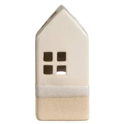 Waxinelichthouder Huis - beige - 20x9x7 cm