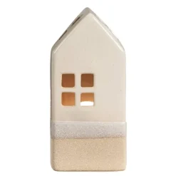 Waxinelichthouder Huis - beige - 20x9x7 cm