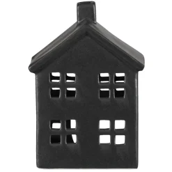 Waxinelichthouder Huis - zwart - 14,5x10,5x6,5 cm