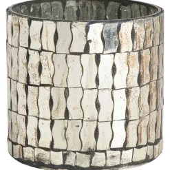 Waxinelichthouder spiegel bruin glas 11xØ11 cm