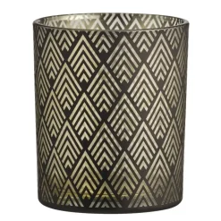 Waxinelichthouder Strauss - zwart/goudkleur - Ø8,8x10 cm