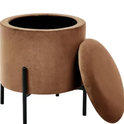 WENONA - Opbergpoef - Donkerbruin - Fluweel