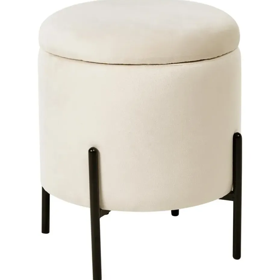 WENONA - Opbergpoef - Lichtbeige - Fluweel