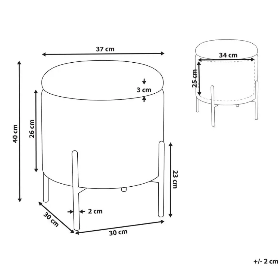 WENONA - Opbergpoef - Lichtbeige - Fluweel