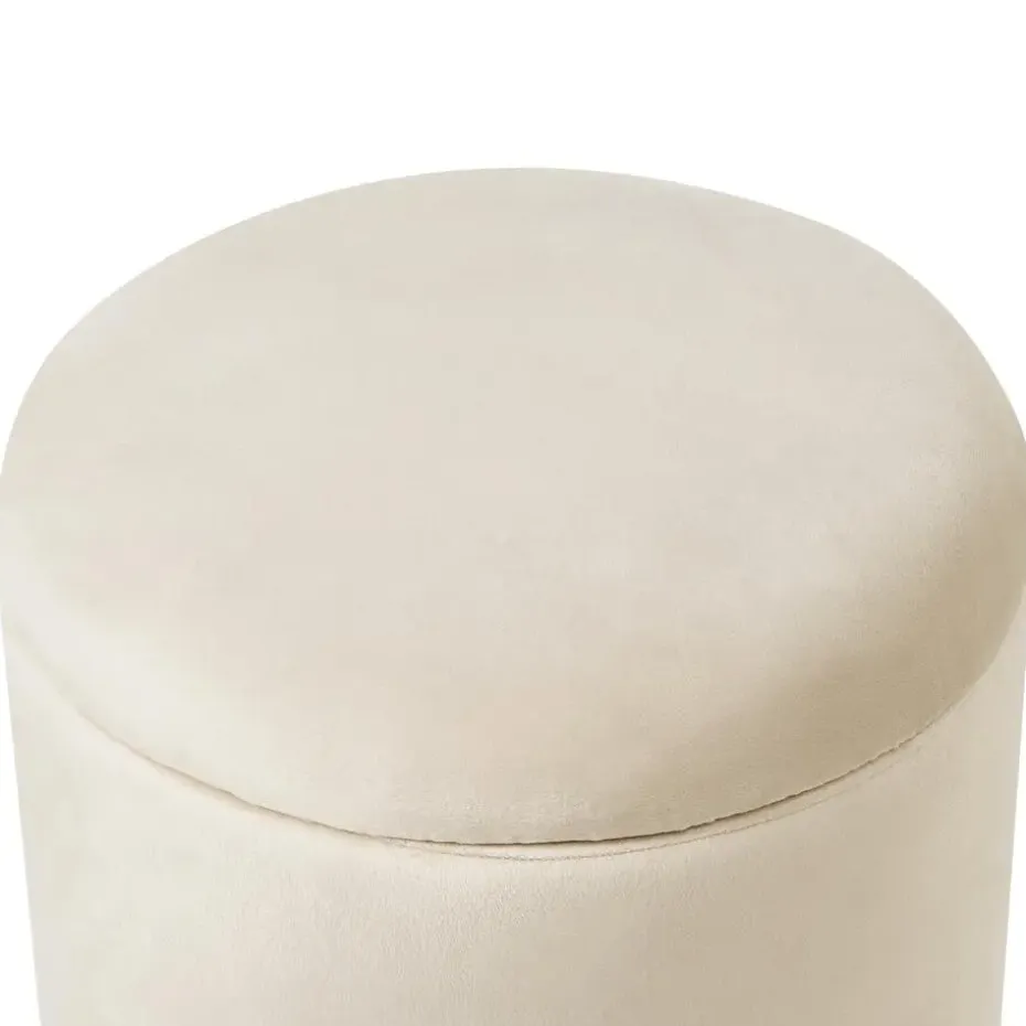 WENONA - Opbergpoef - Lichtbeige - Fluweel