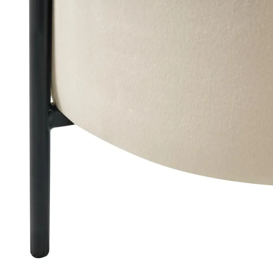 WENONA - Opbergpoef - Lichtbeige - Fluweel