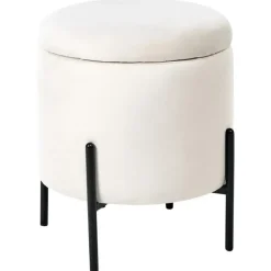 WENONA - Opbergpoef - Off-white - Fluweel