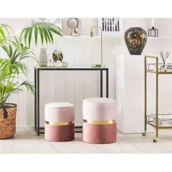 WICHITA - Poef - Roze - 36/31 cm - Fluweel