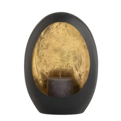 Windlicht Brygge - Zwart/Goud - 26x19x10 cm