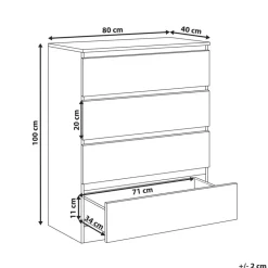 WINNIPEG - Ladekast 4 lades - Wit - Vezelplaat
